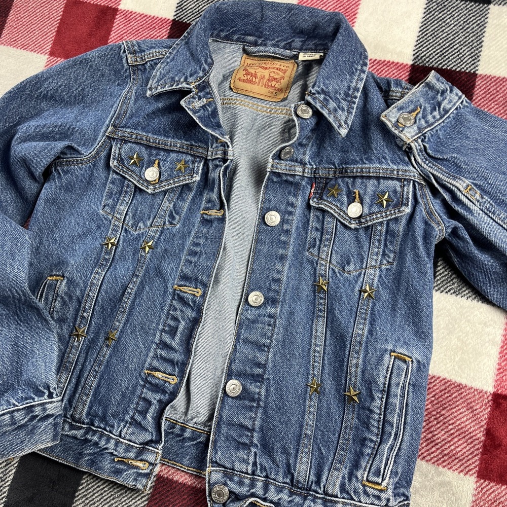 Levi's Original Trucker Jacket Womens Small Star Studded Embellished Punk Grunge